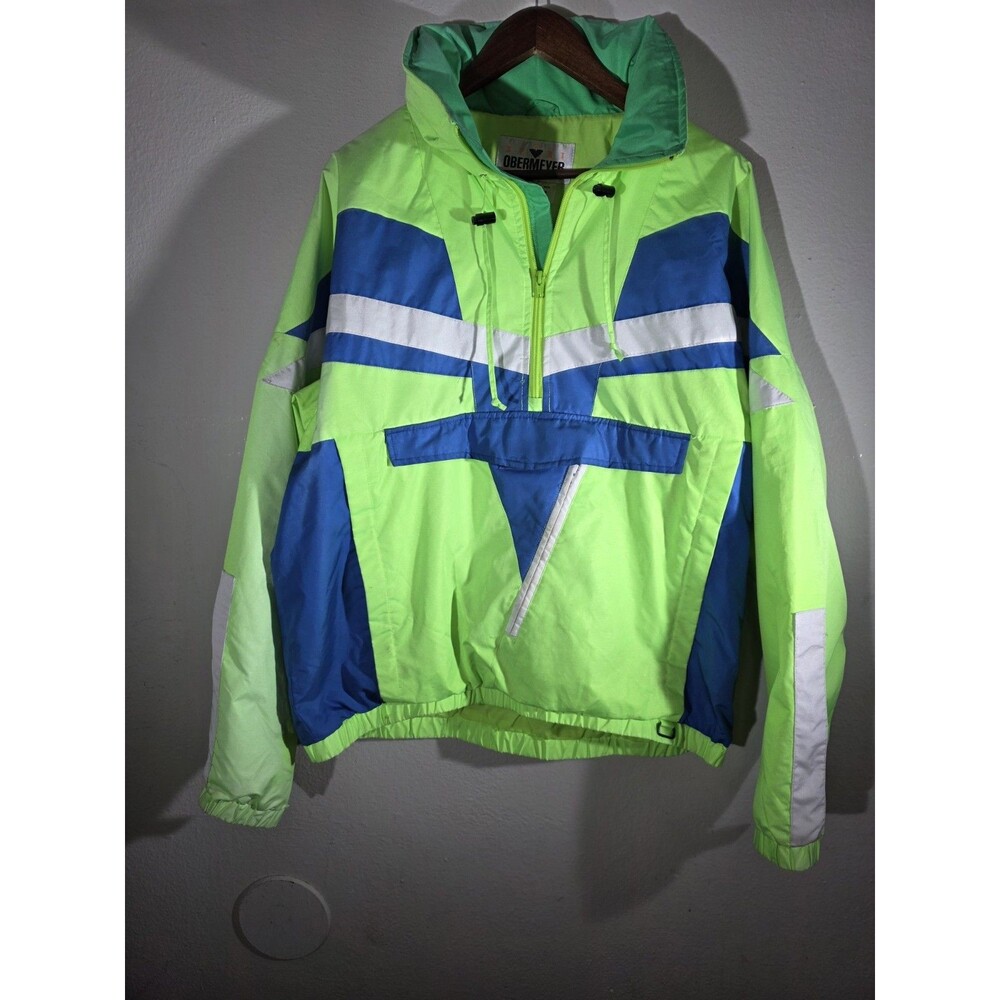 Vintage Obermeyer Ski Jacket Mens L  90s Bright Neon And Blue